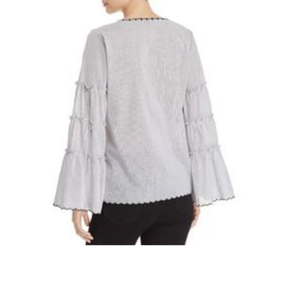 KOBI HALPERIN Tricia Woman’s Pinstripe Ruffle Sleeves Blouse Size Small - Picture 7 of 7